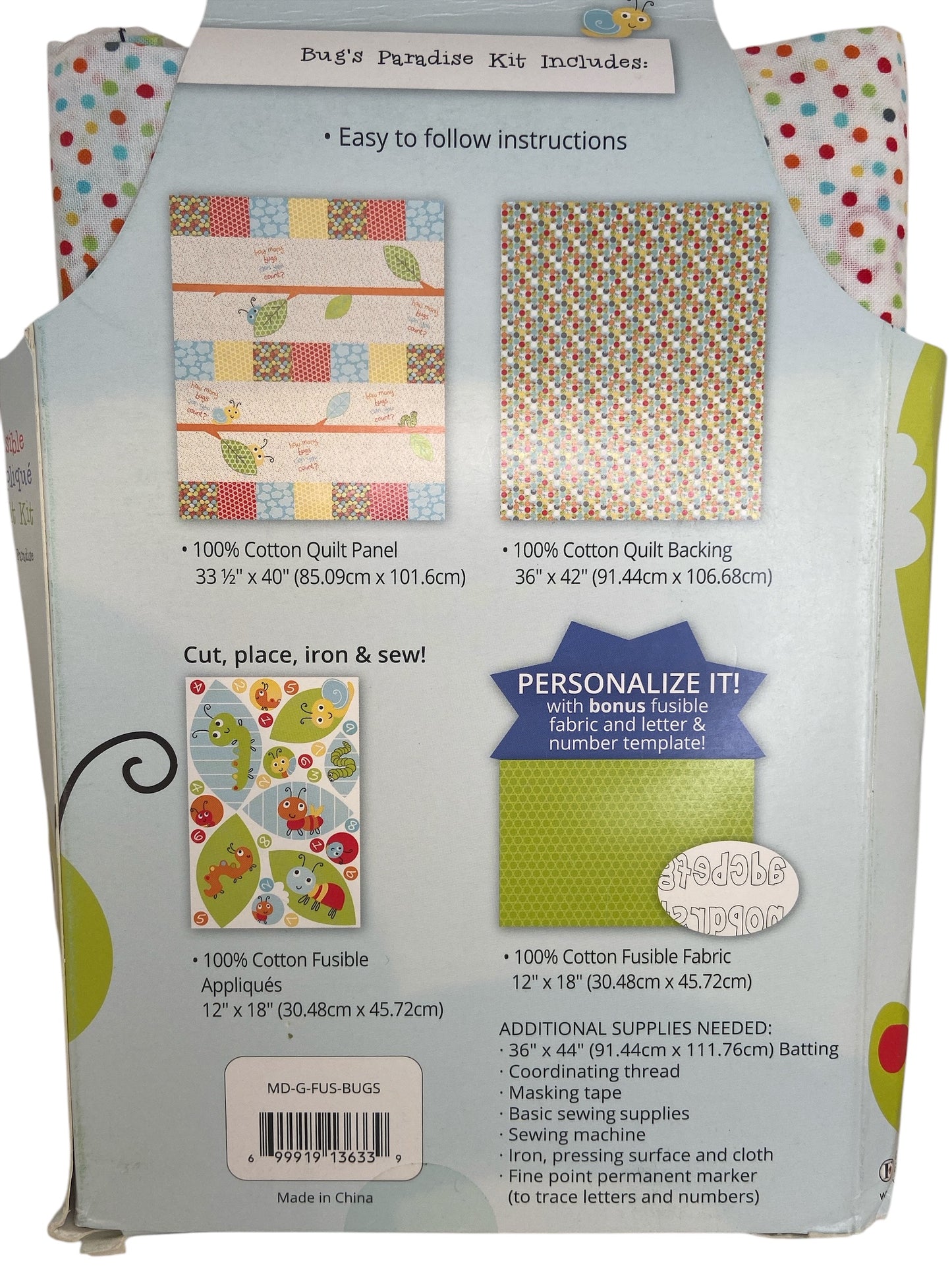 Bug's Paradise Fusible Applique Quilt Kit