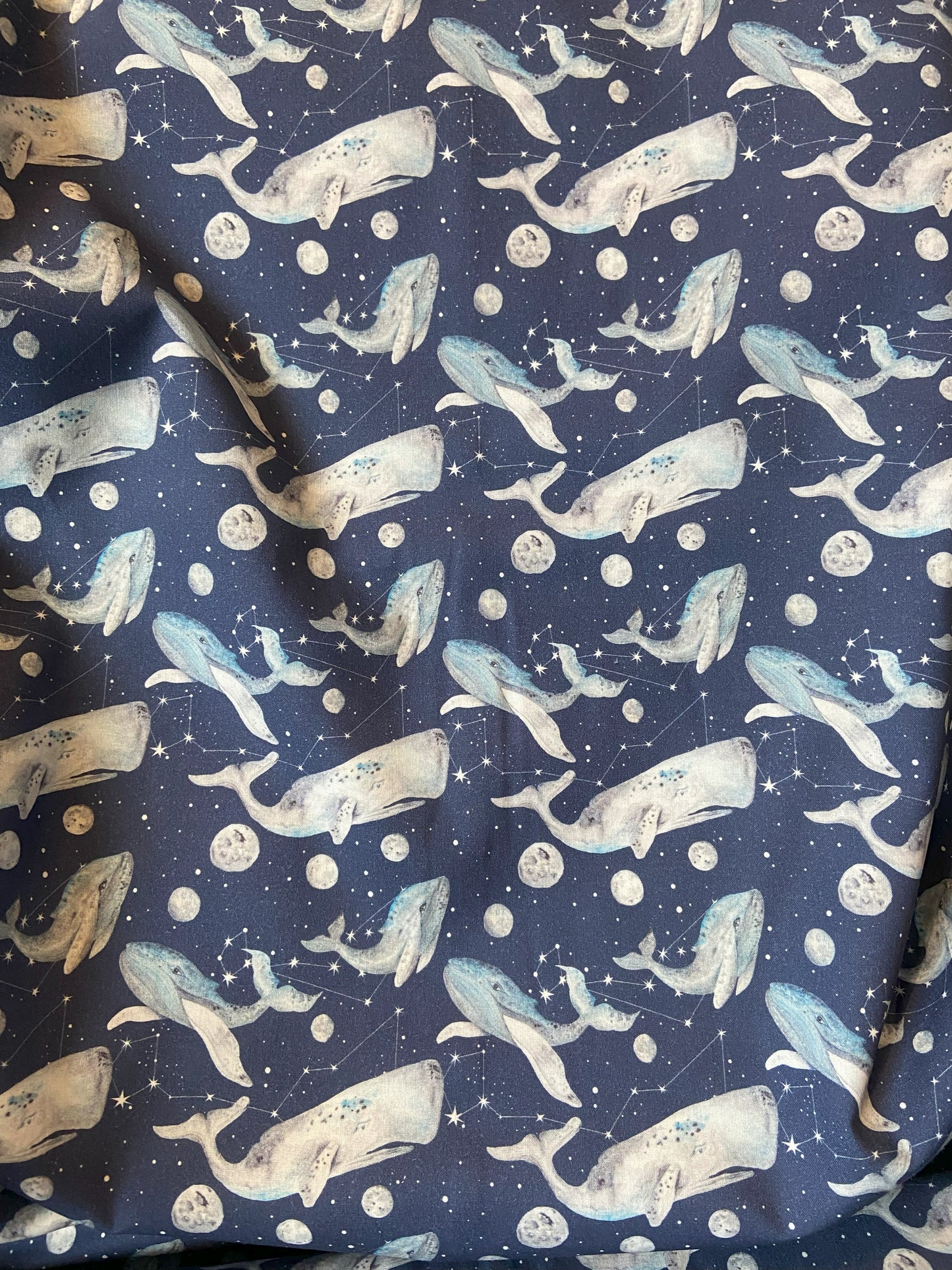 Tissu baleine bleu marine céleste