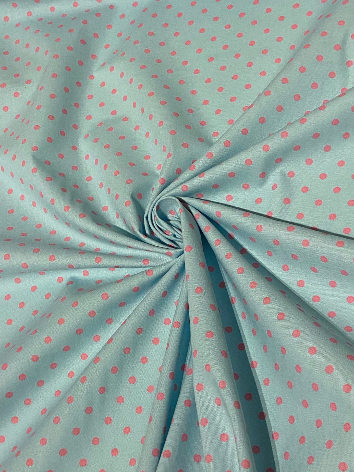 Tissu à pois bleu et corail - Fat Quarter