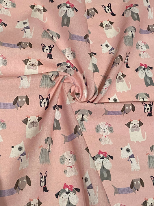 Pale Pink Dog Print Fabric