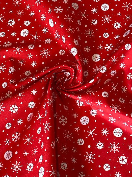 Snowflake Fabric in Red - Fat Quarter