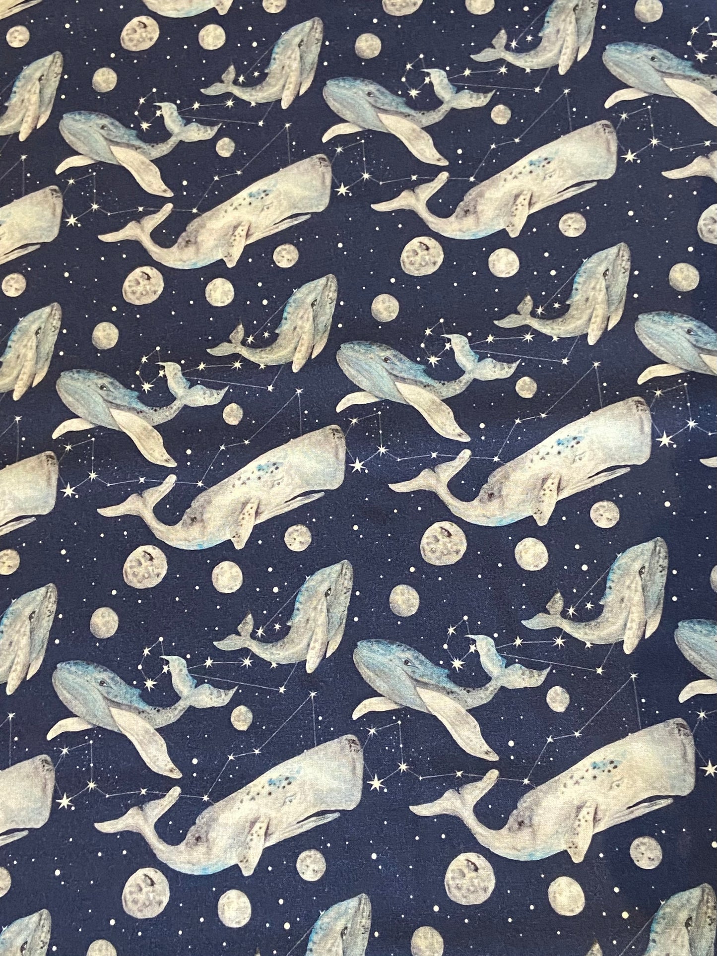 Tissu baleine bleu marine céleste