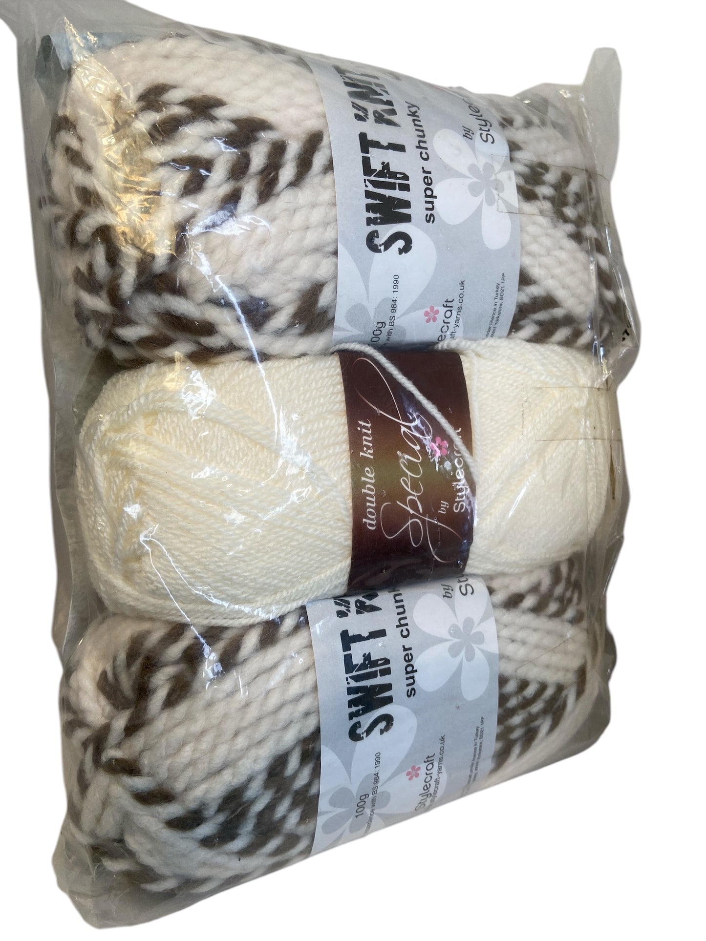 Stylecraft 9058 Swift Knit Stripes Boyfriendpullover & Beanie-Mütze Muster / Wolle in Creme