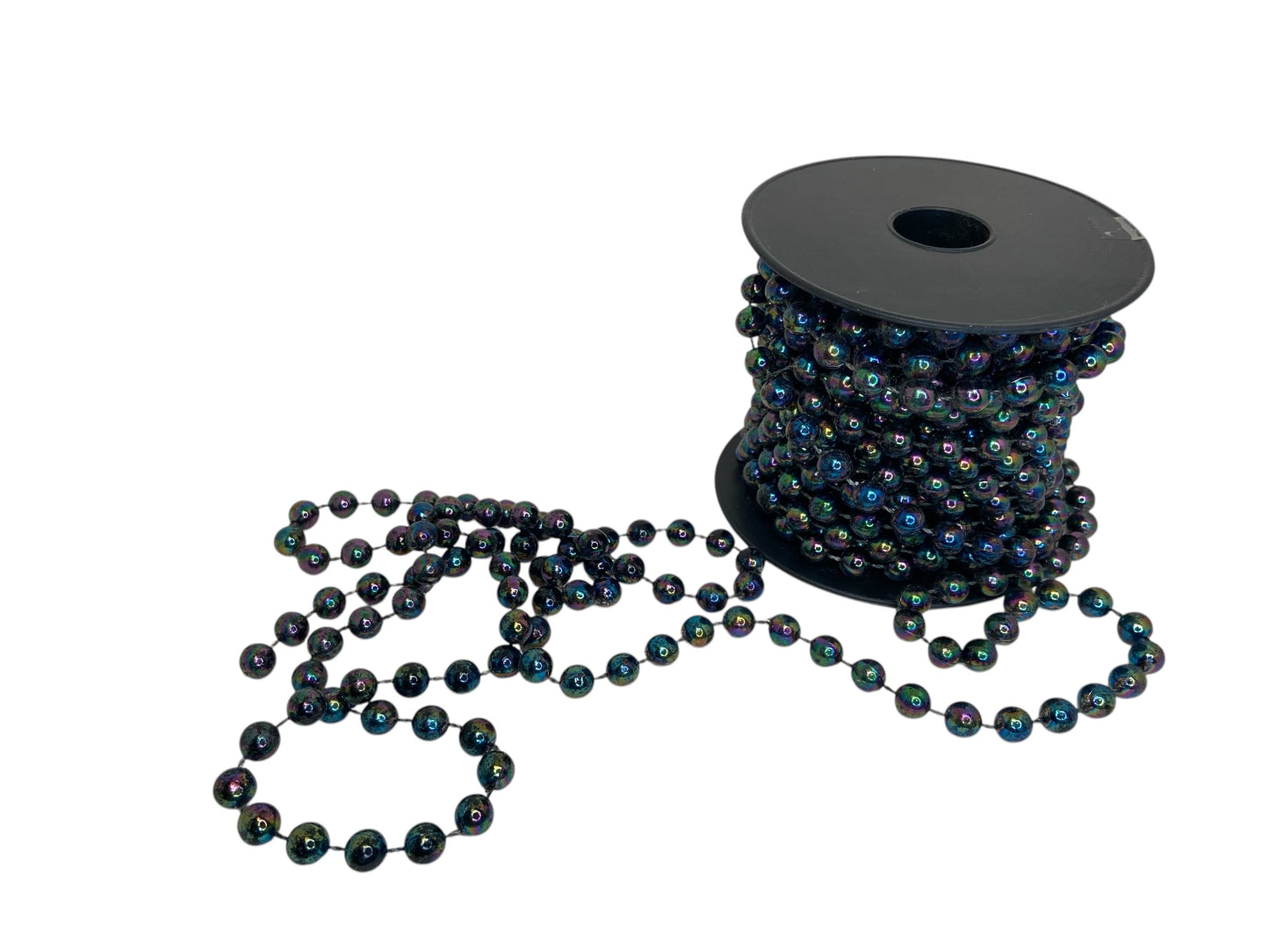 Fil de perles irisées en noir pétrole
