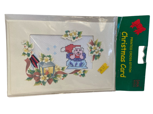 Carte de Noël au point de croix avec Père Noël