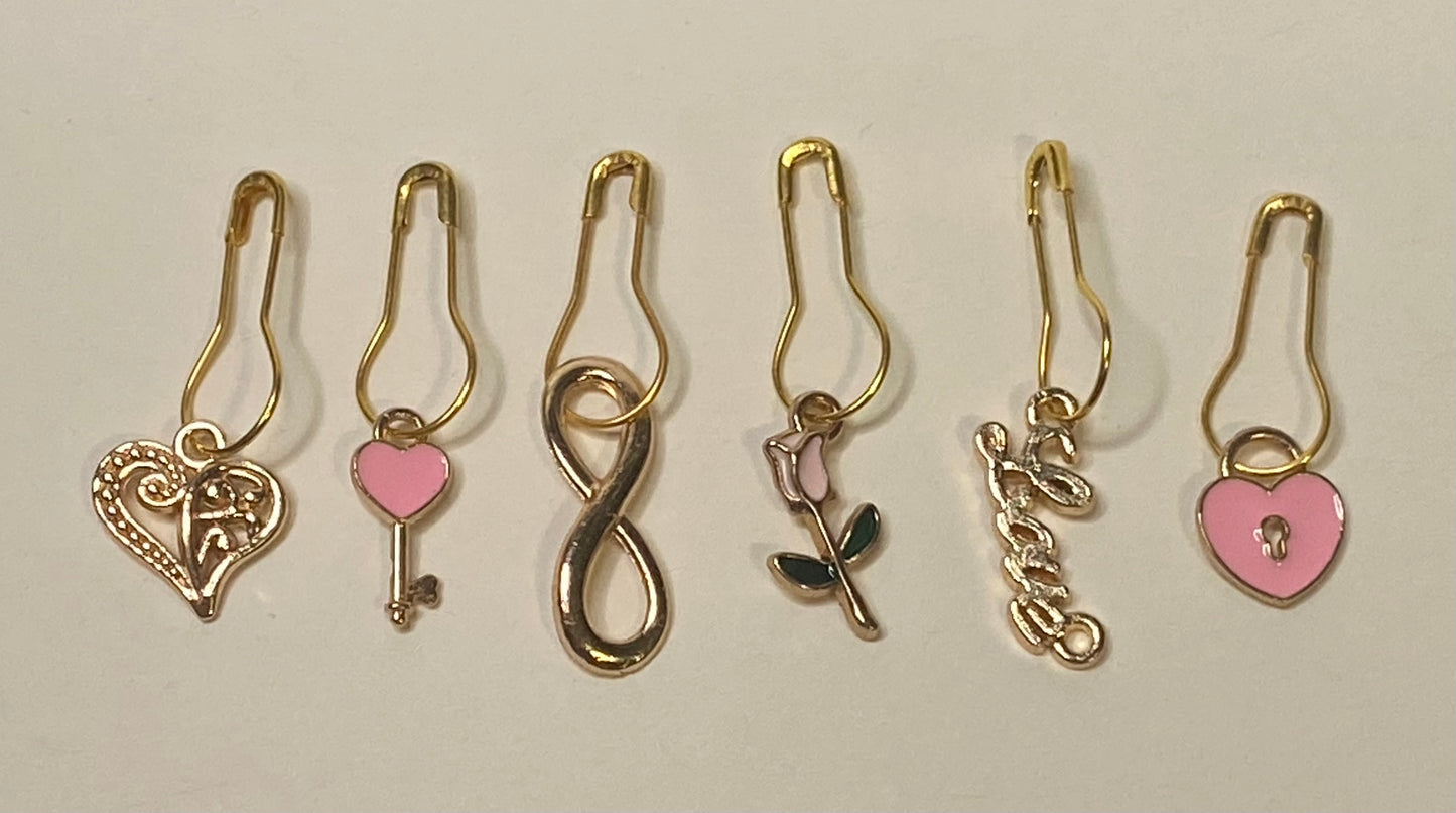 'True Loves Spell' Stitch Markers - Set of 6